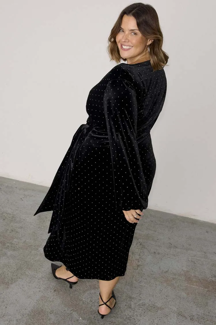 Black Velvet Midi Vienna Dress sold by Never Fully Dressed product image thumbnail 5