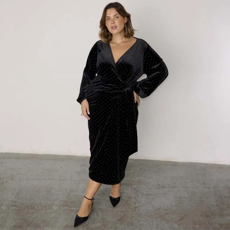 Black Velvet Midi Vienna Dress sold by Never Fully Dressed