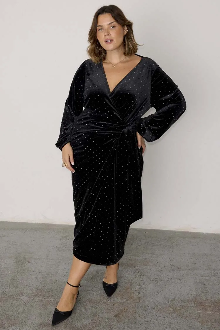 Black Velvet Midi Vienna Dress sold by Never Fully Dressed product image thumbnail 2