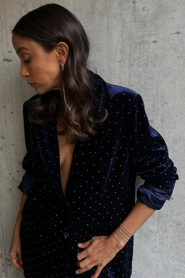 Navy Velvet Blazer sold by Never Fully Dressed product image thumbnail 5