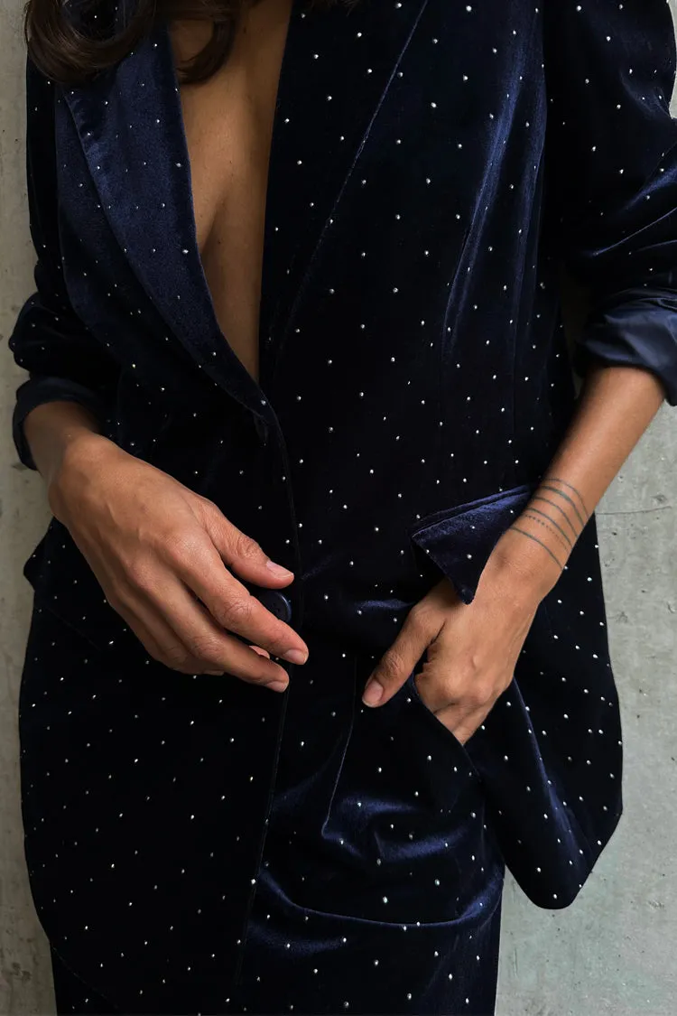 Navy Velvet Blazer sold by Never Fully Dressed product image thumbnail 2