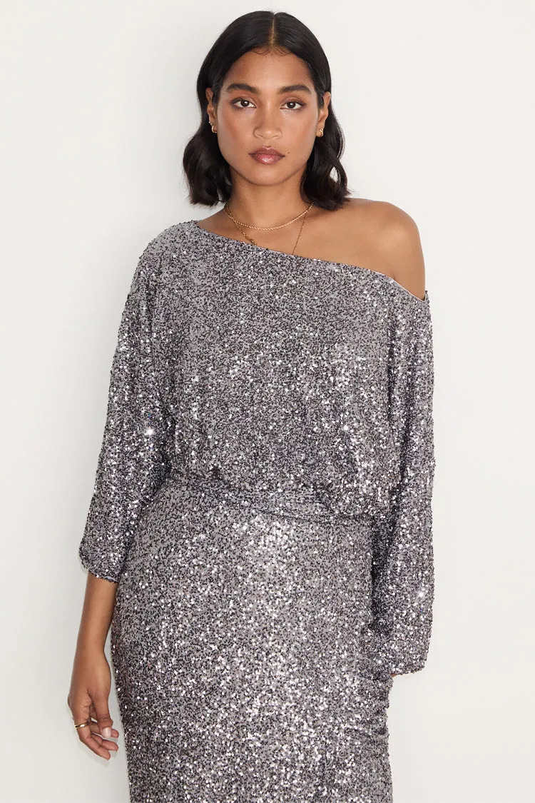 Gunmetal Sequin Tilly Top sold by Never Fully Dressed product image thumbnail 3