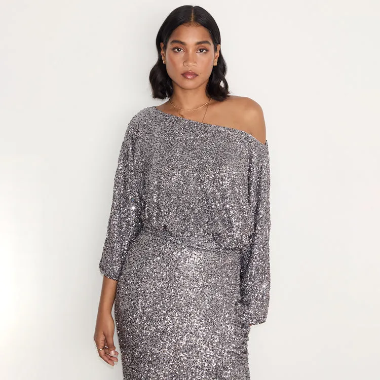 Gunmetal Sequin Tilly Top sold by Never Fully Dressed
