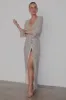 Silver Sequin Kira Wrap Dress Petite sold by Never Fully Dressed
