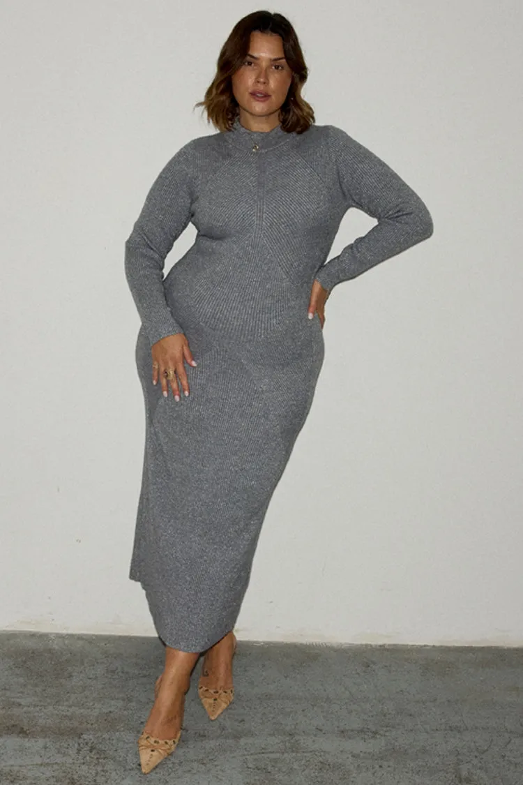 Gunmetal Rib Knit Suki Dress sold by Never Fully Dressed product image thumbnail 5
