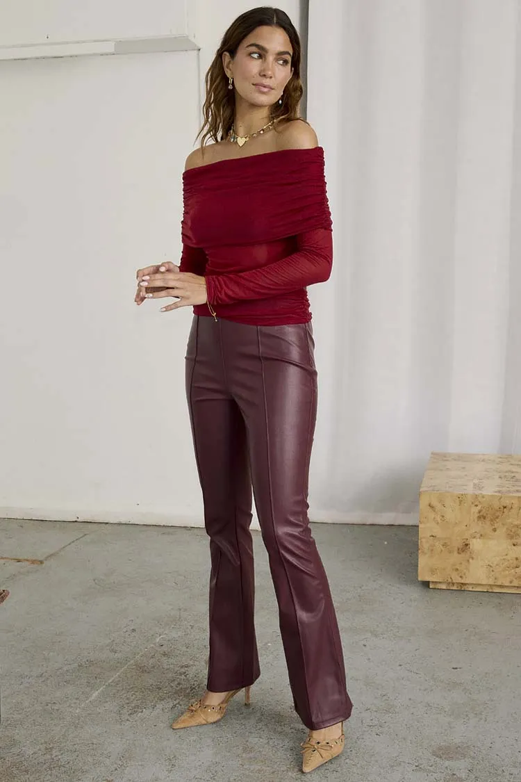 Bordeaux Vegan Leather Trouser sold by Never Fully Dressed product image thumbnail 3