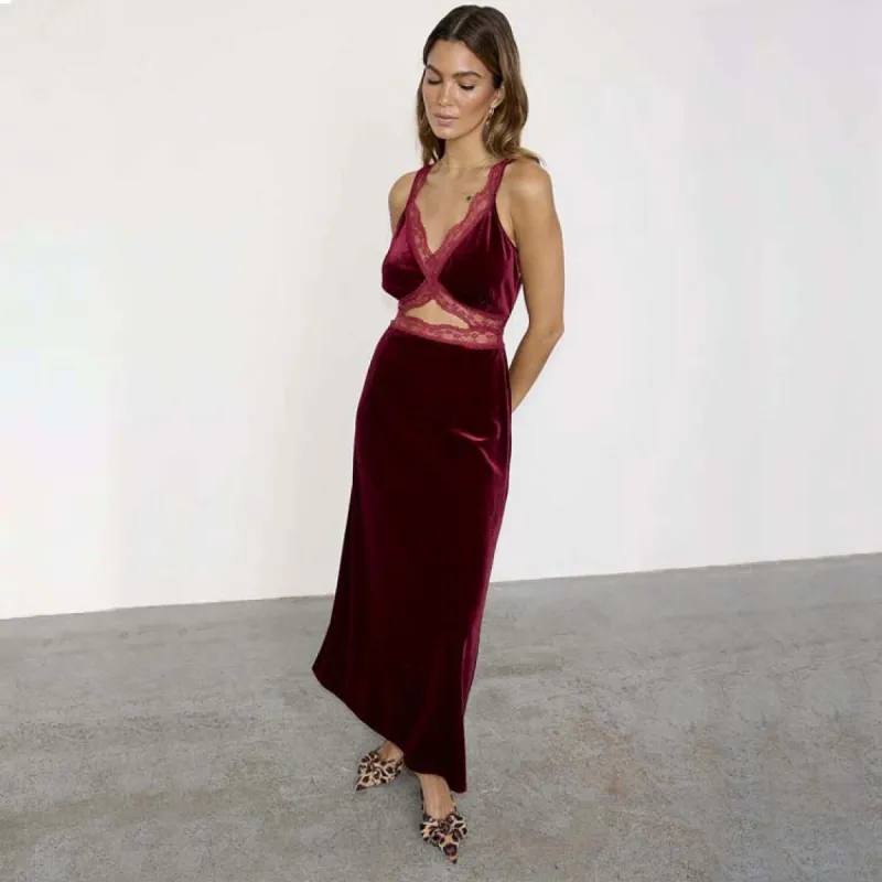Burgundy Velvet Mimi Dress sold by Never Fully Dressed