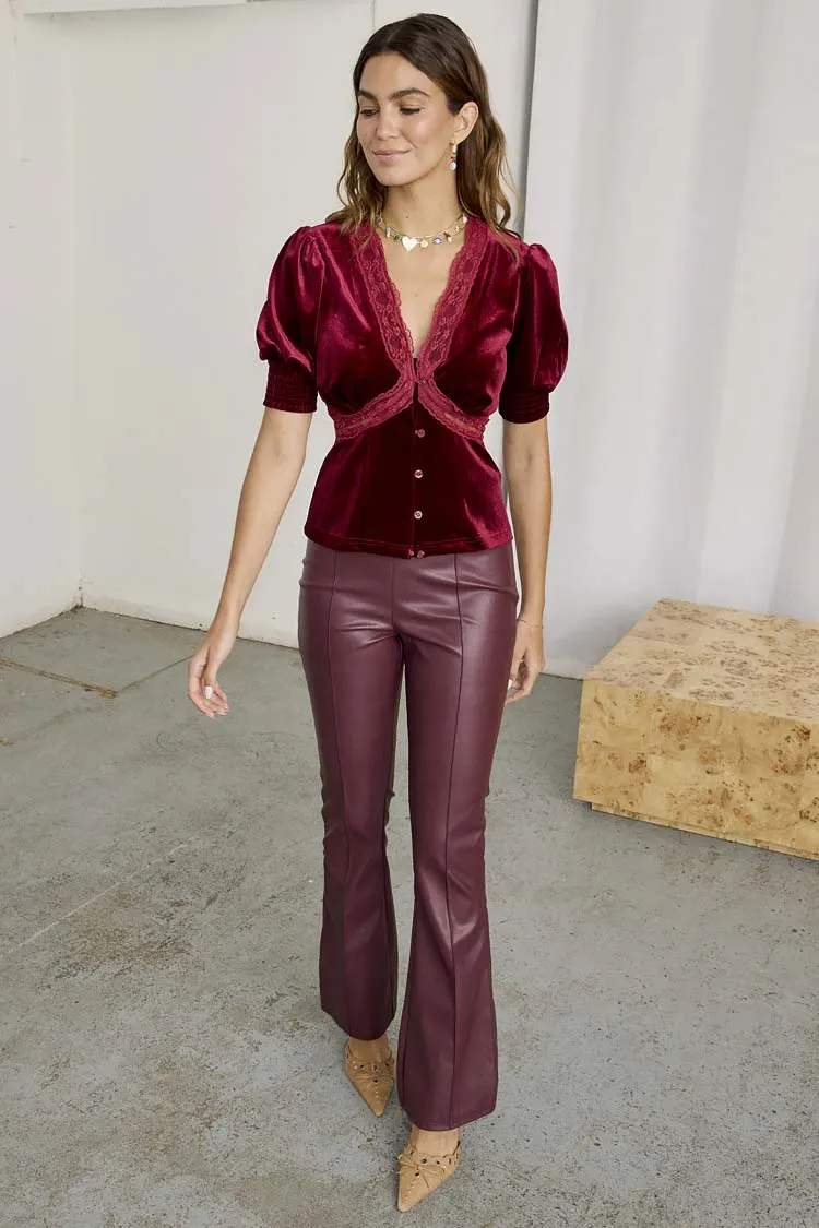 Burgundy Velvet Lindos Top sold by Never Fully Dressed product image thumbnail 3