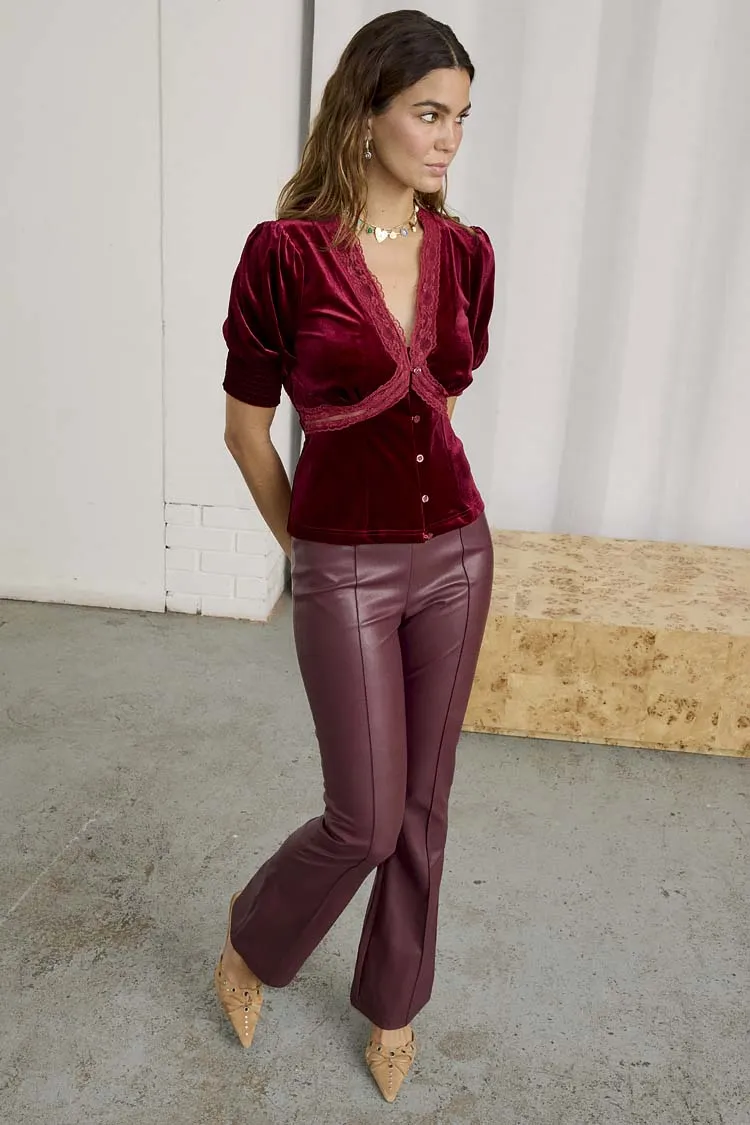 Burgundy Velvet Lindos Top sold by Never Fully Dressed product image thumbnail 5