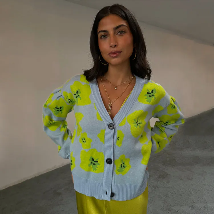 Blue Floral Hannah Cardigan sold by Never Fully Dressed