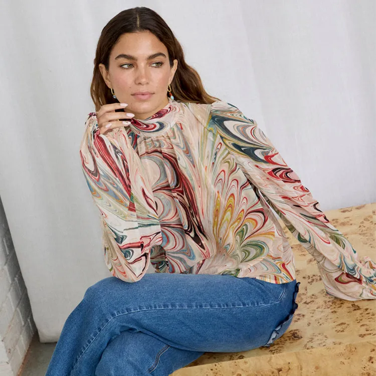 Multi Marble Bibi Top sold by Never Fully Dressed