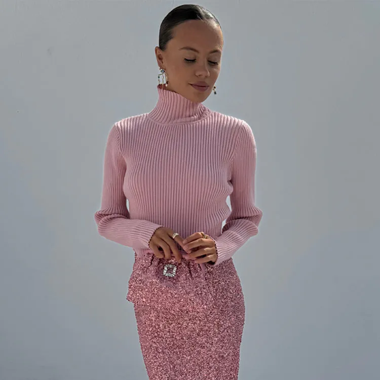 Pink Rib Knit Jumper sold by Never Fully Dressed