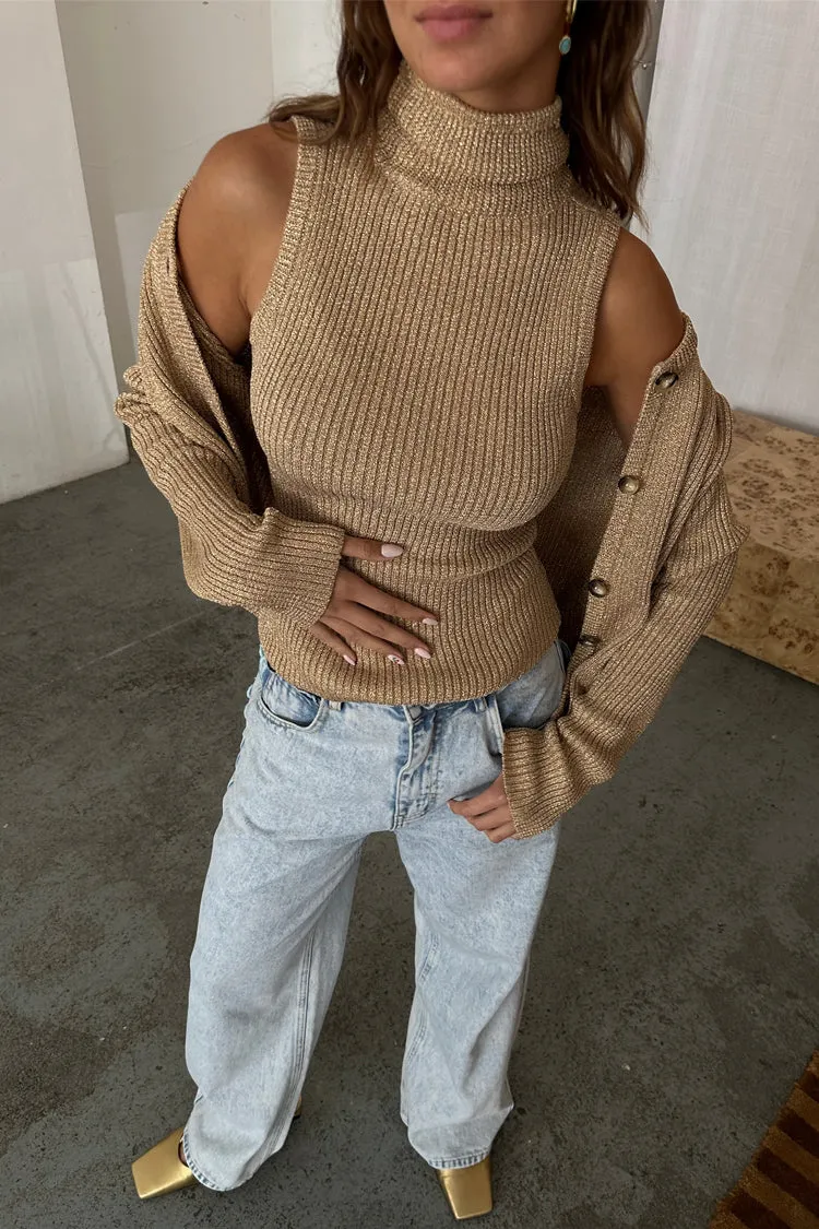 Gold Rib Knit Vest sold by Never Fully Dressed product image thumbnail 5