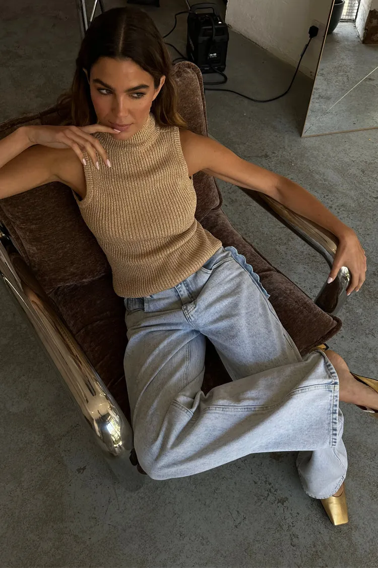 Gold Rib Knit Vest sold by Never Fully Dressed product image thumbnail 3