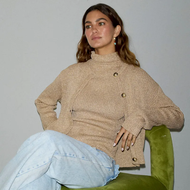 Gold Rib Holly Cardigan sold by Never Fully Dressed