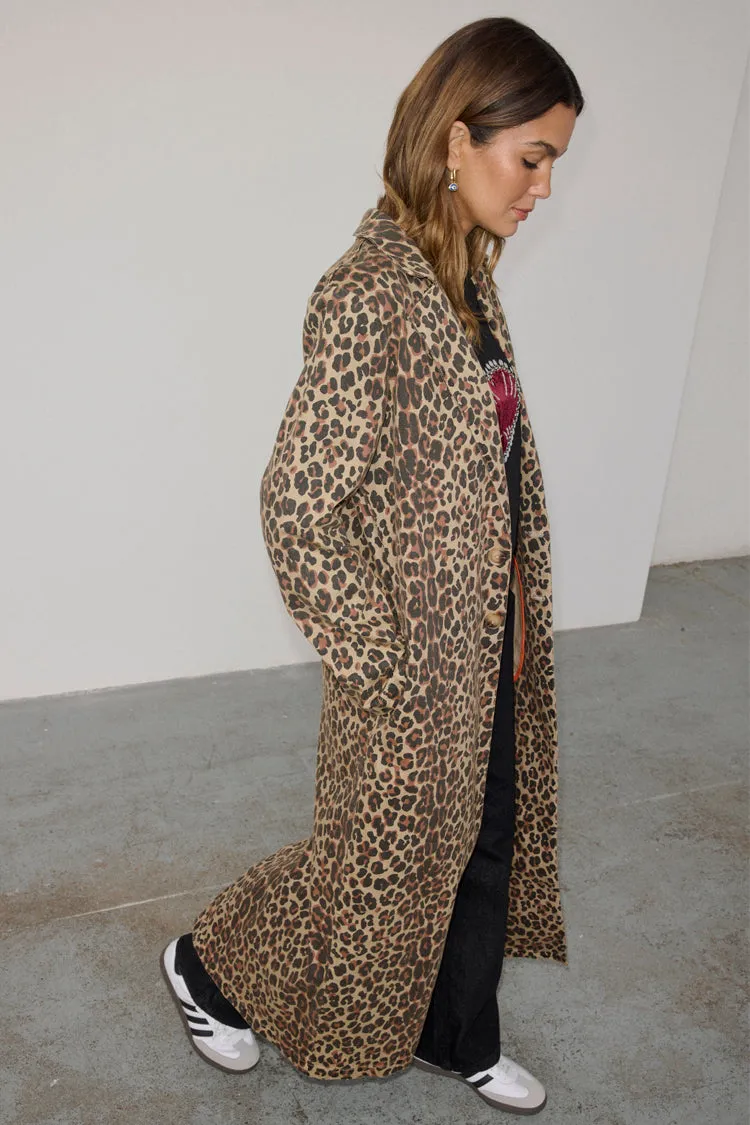 Lucia Leopard Denim 55 Coat sold by Never Fully Dressed product image thumbnail 3