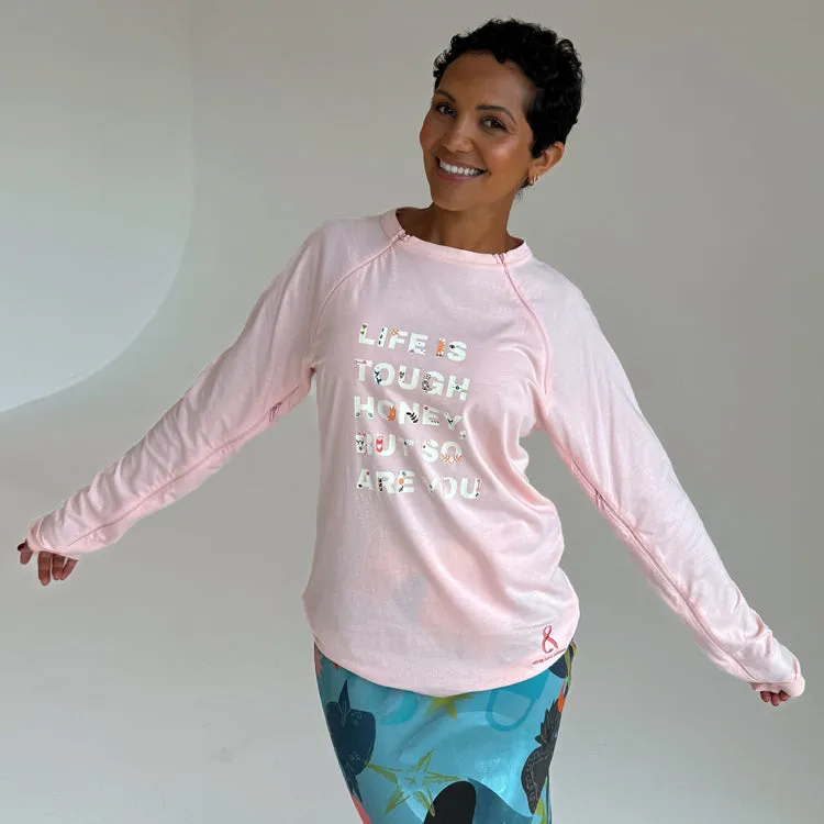 Pink Life is Tough Long Sleeve Accessible T-Shirt sold by Never Fully Dressed