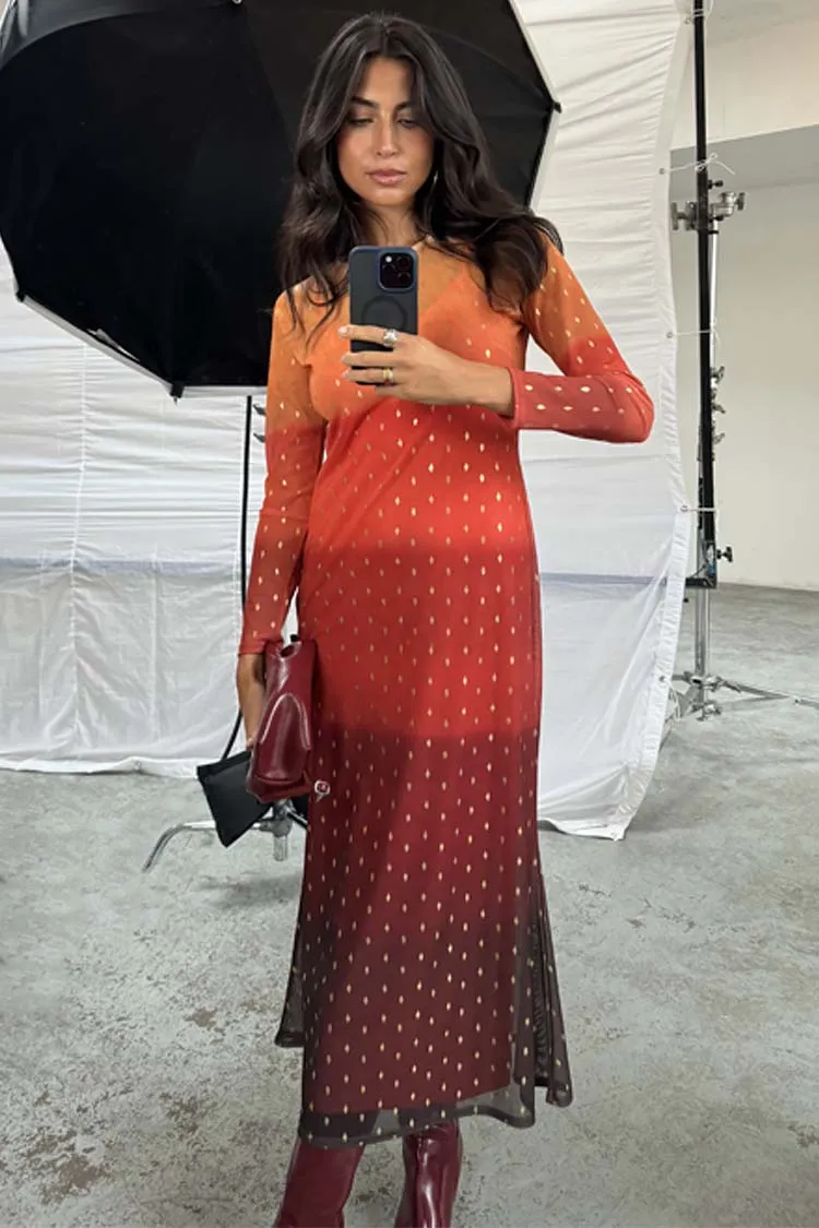 Orange Sunset Mesh Dress Petite sold by Never Fully Dressed product image thumbnail 5