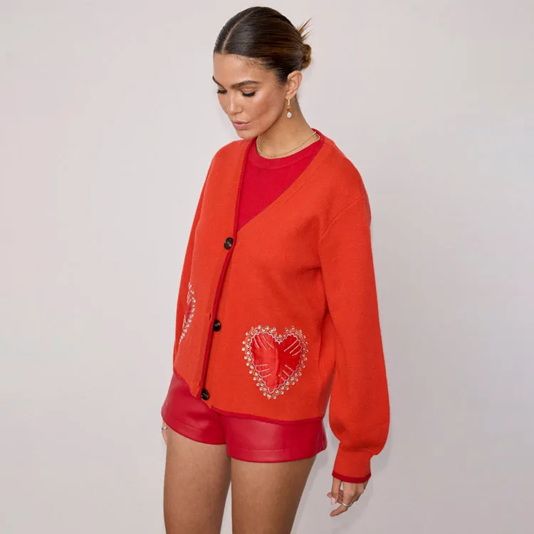 Red Heart Cardigan sold by Never Fully Dressed