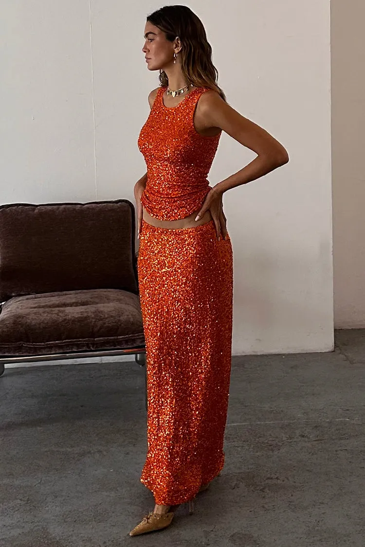 Rust Sequin Dorris Skirt sold by Never Fully Dressed product image thumbnail 5
