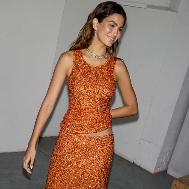 Rust Sequin Tank Top sold by Never Fully Dressed