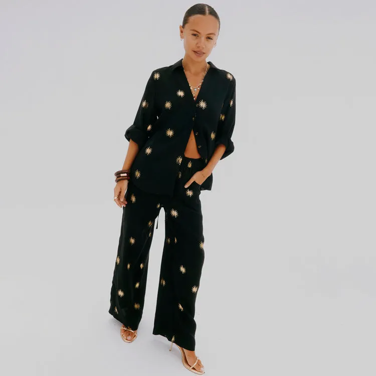 Gold Sun Elissa Trousers sold by Never Fully Dressed