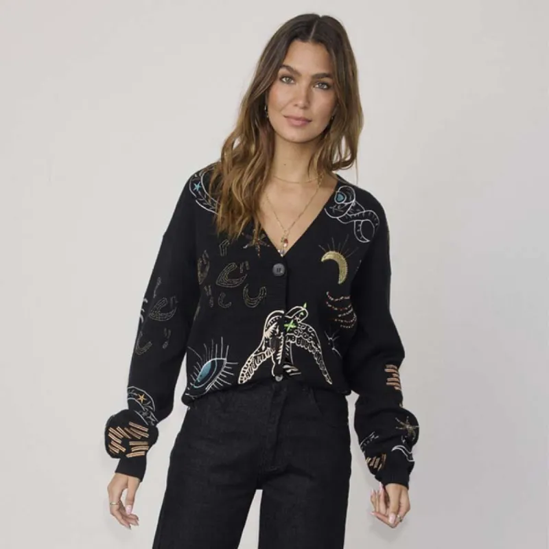 Black Enchanted Knit Cardigan sold by Never Fully Dressed