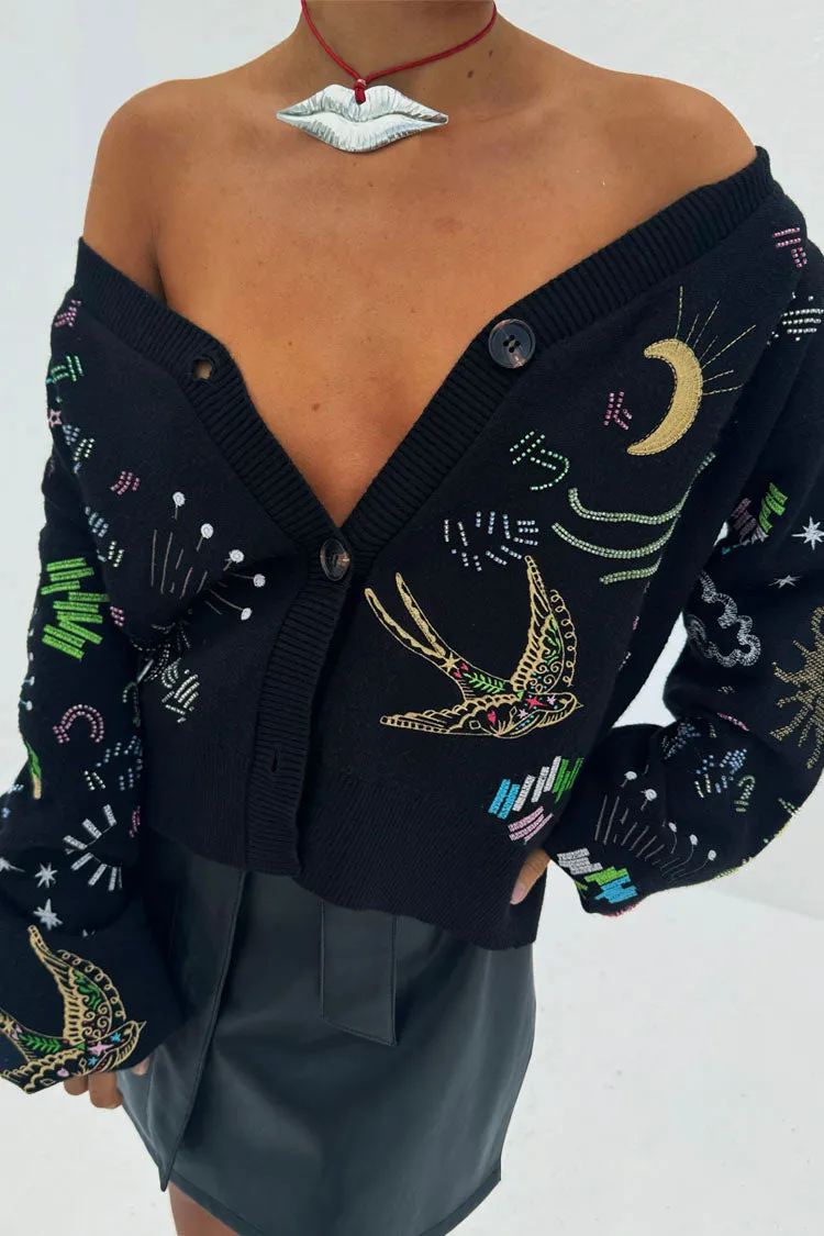 Black Enchanted Knit Cardigan sold by Never Fully Dressed product image thumbnail 3