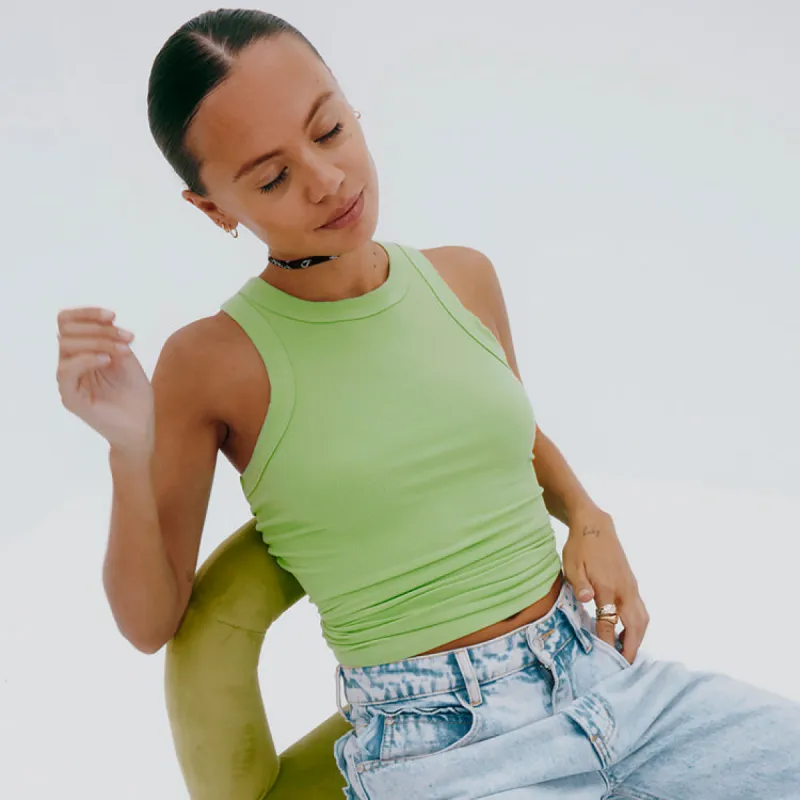 Green Ribbed Tank Top sold by Never Fully Dressed