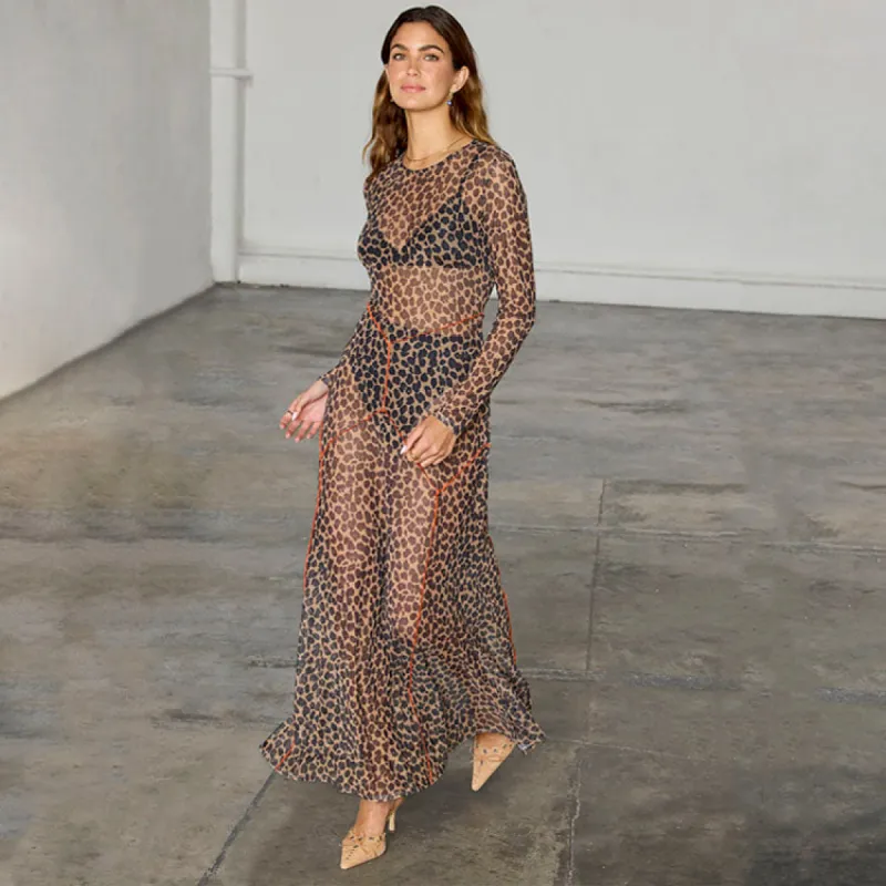 Leopard Cleo Mesh Dress Petite sold by Never Fully Dressed