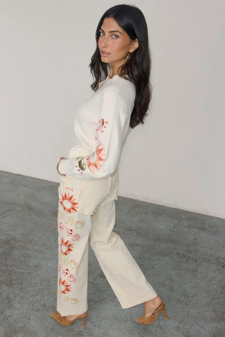 Ecru Enchanted Cut Work Scallop Jeans Petite sold by Never Fully Dressed product image thumbnail 3