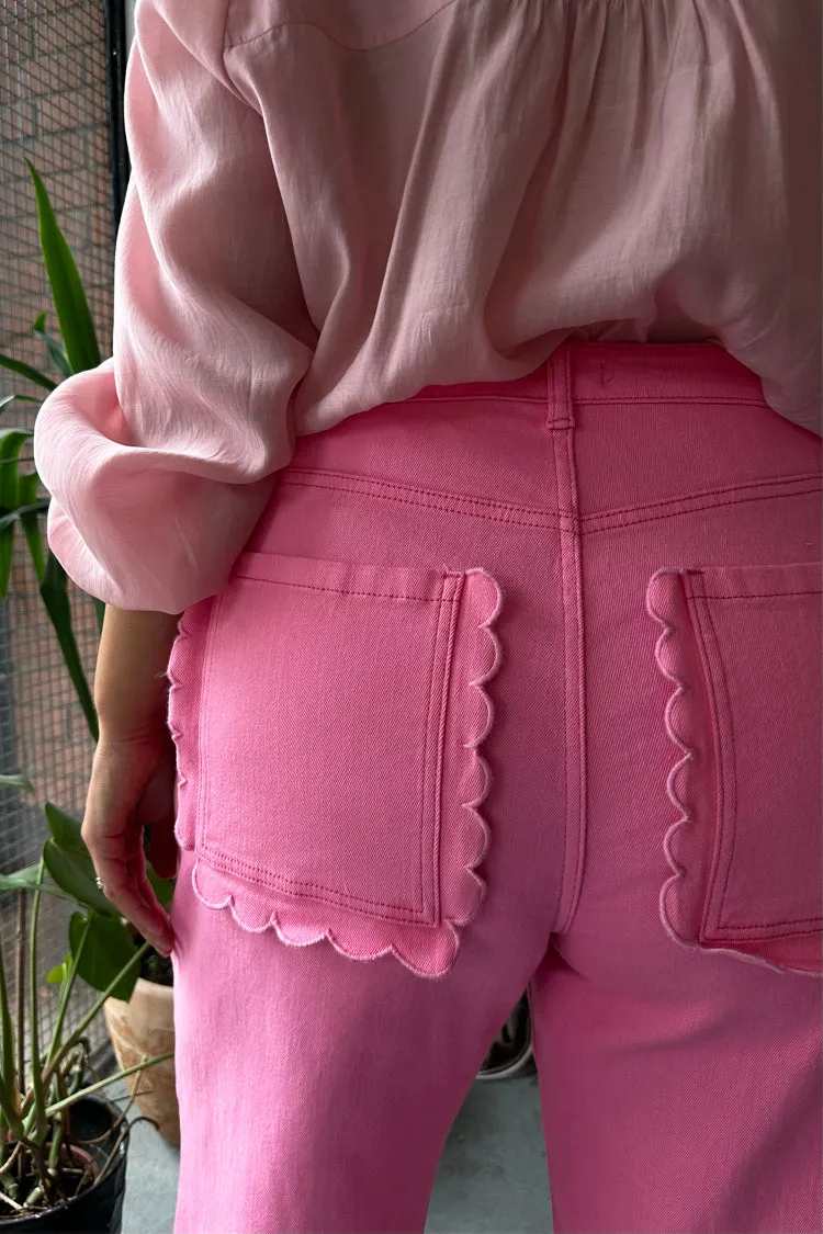 Pink Denim Scallop Detail Jeans sold by Never Fully Dressed product image thumbnail 4