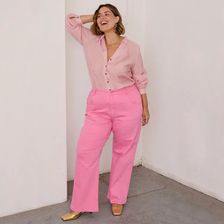 Pink Denim Scallop Detail Jeans sold by Never Fully Dressed