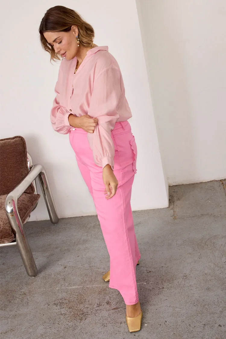 Pink Denim Scallop Detail Jeans sold by Never Fully Dressed product image thumbnail 5