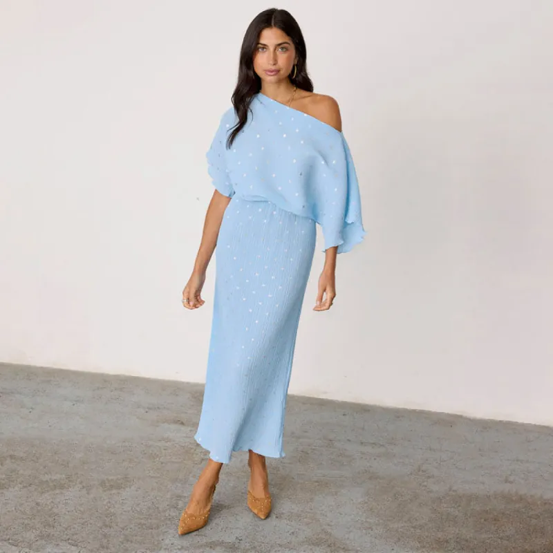 Ice Blue Plisse Tilly Dress sold by Never Fully Dressed
