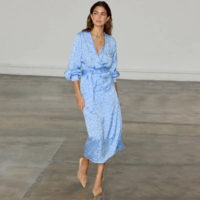 Sky Blue Jacquard Vienna Dress sold by Never Fully Dressed