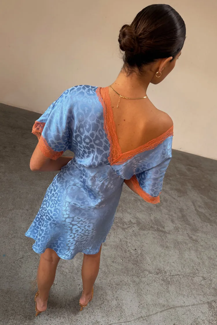 Blue Jacquard Mini Thea Dress sold by Never Fully Dressed product image thumbnail 5