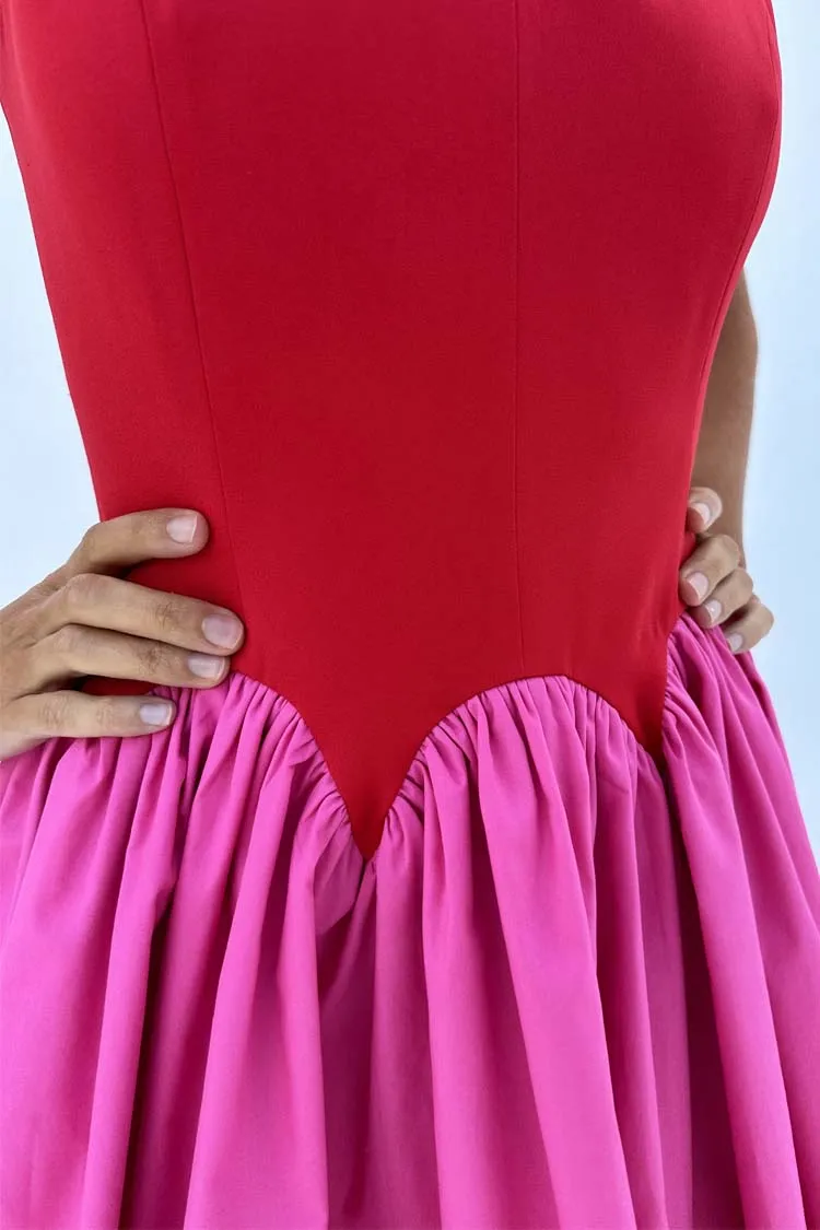 Red and Pink Mini Monika Dress sold by Never Fully Dressed product image thumbnail 5