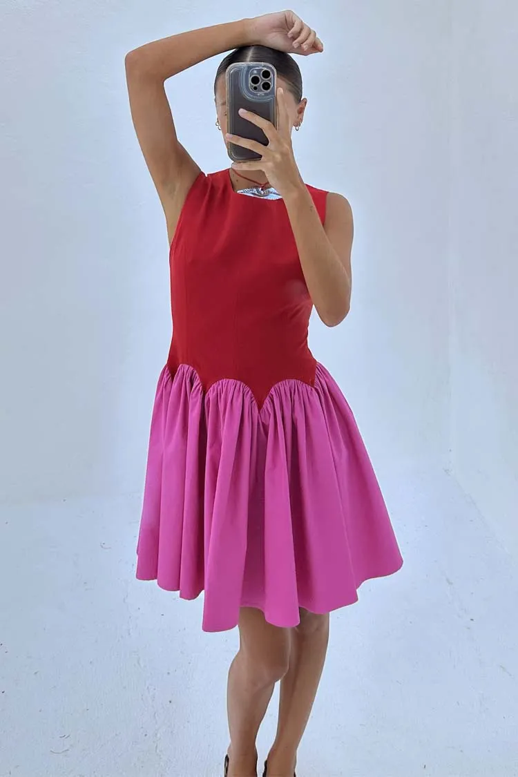 Red and Pink Mini Monika Dress sold by Never Fully Dressed product image thumbnail 4