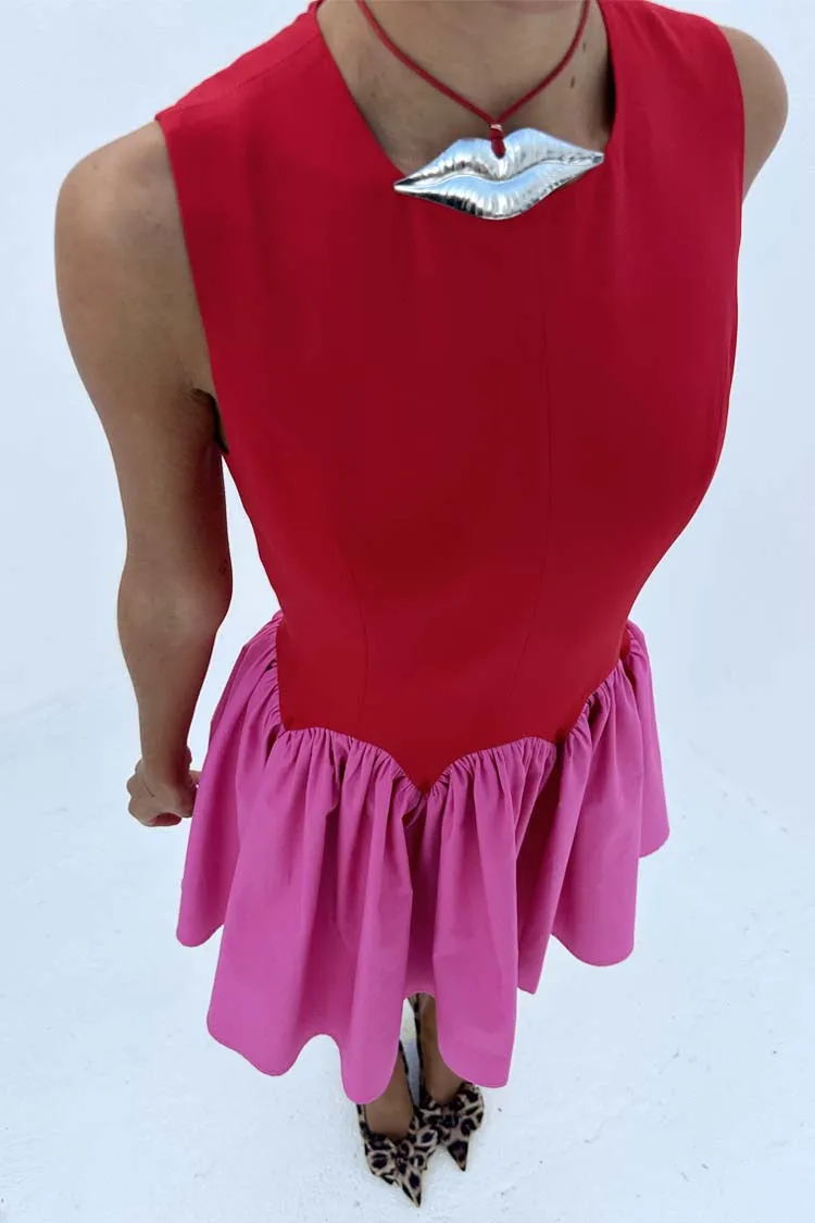 Red and Pink Mini Monika Dress sold by Never Fully Dressed product image thumbnail 2