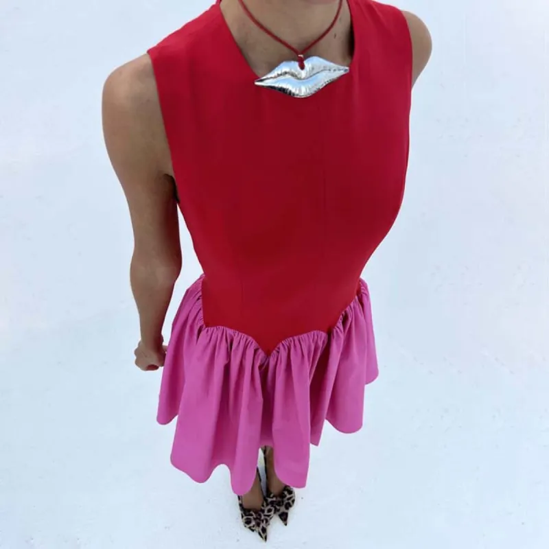 Red and Pink Mini Monika Dress sold by Never Fully Dressed