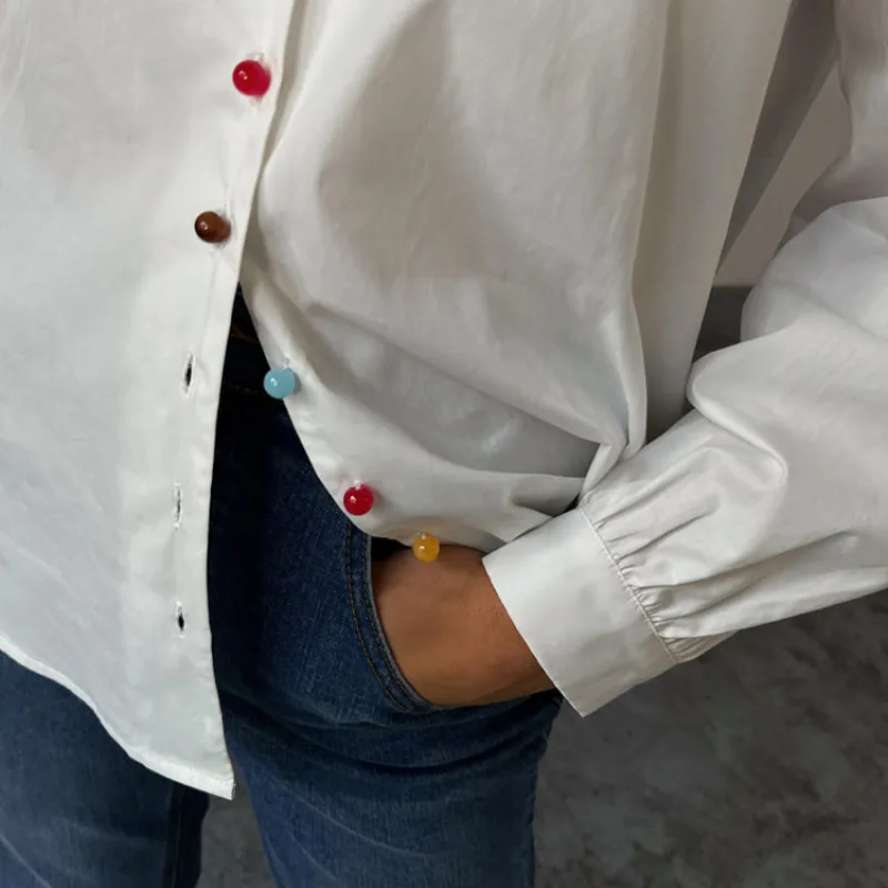 White Multi Button Charly Shirt sold by Never Fully Dressed