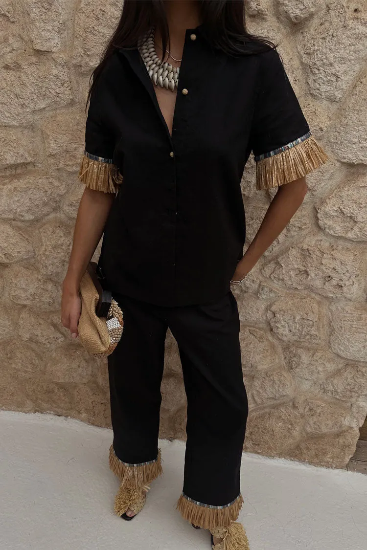 Black Raffia Marra Trousers sold by Never Fully Dressed product image thumbnail 4