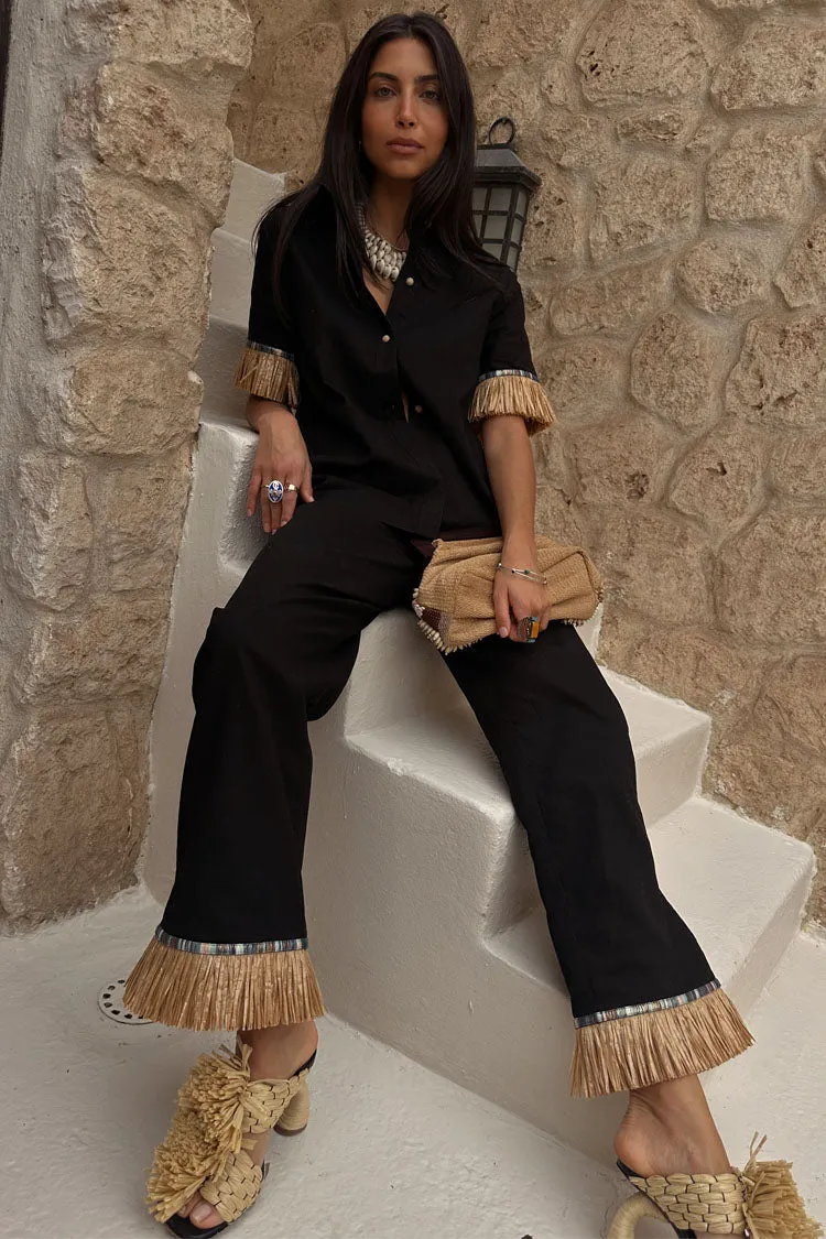 Black Raffia Marra Trousers sold by Never Fully Dressed product image thumbnail 3