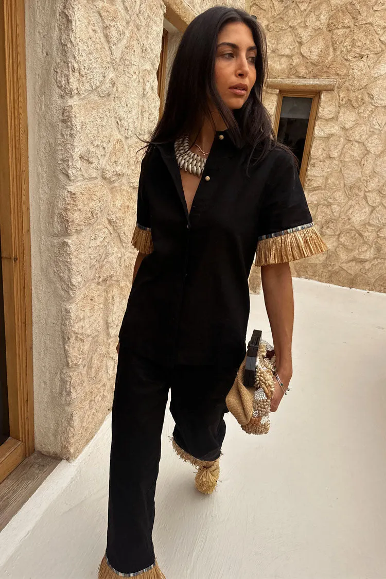 Black Raffia Shirt sold by Never Fully Dressed product image thumbnail 3