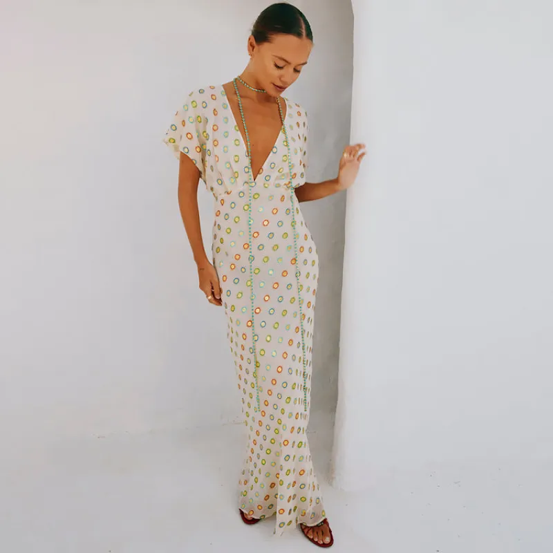 cream multi foil elodie dress Elodie Foil Maxi Dress