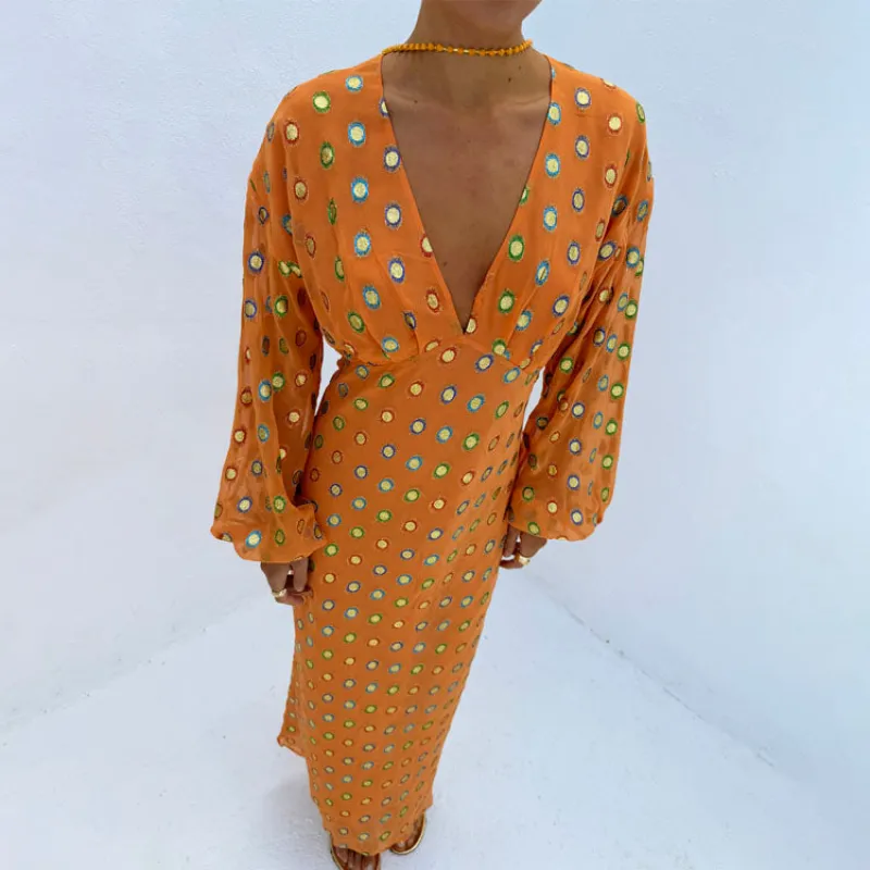 Coral Multi Foil Emma Dress made by Never Fully Dressed
