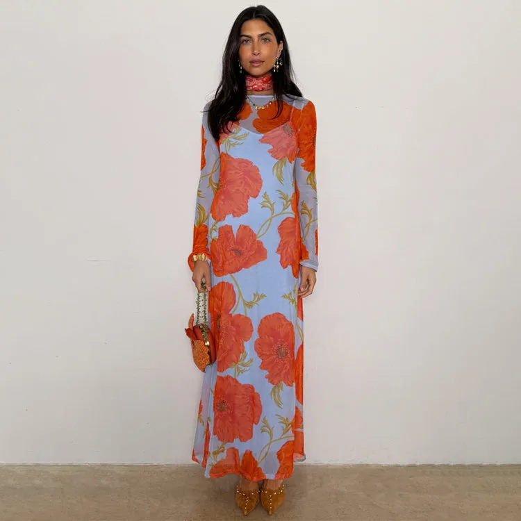 Blue Poppy Aria Mesh Dress sold by Never Fully Dressed