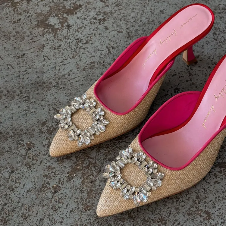 Raffia Buckle City Mules sold by Never Fully Dressed