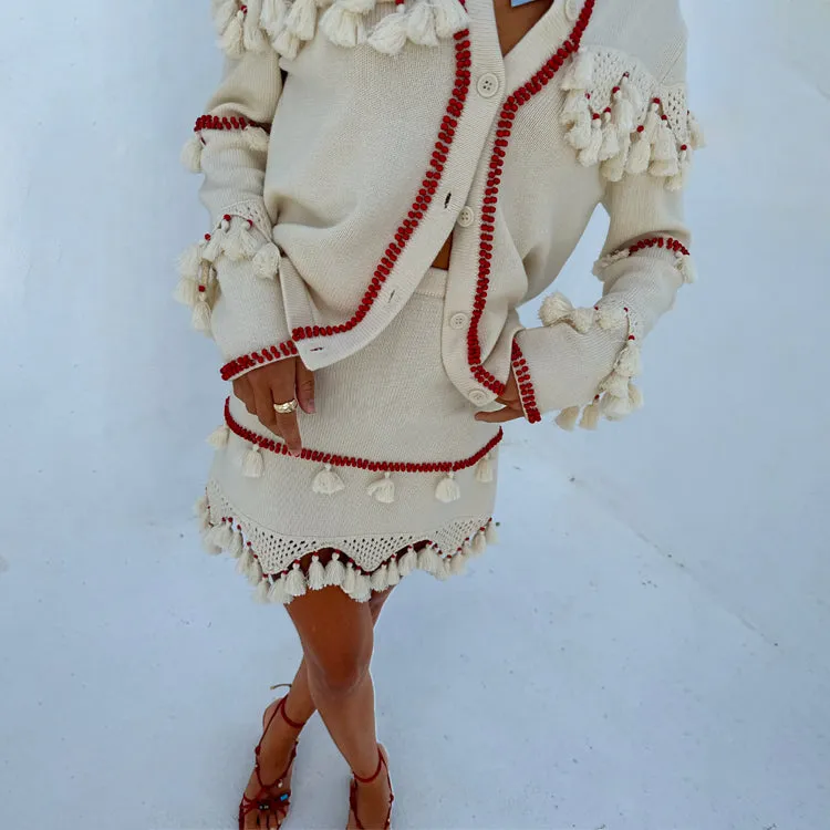 Ivory and Red Jake Skirt sold by Never Fully Dressed